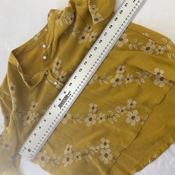 Low high Floral Women Top Blouse Size SX Mustard color - Picture 8 of 8